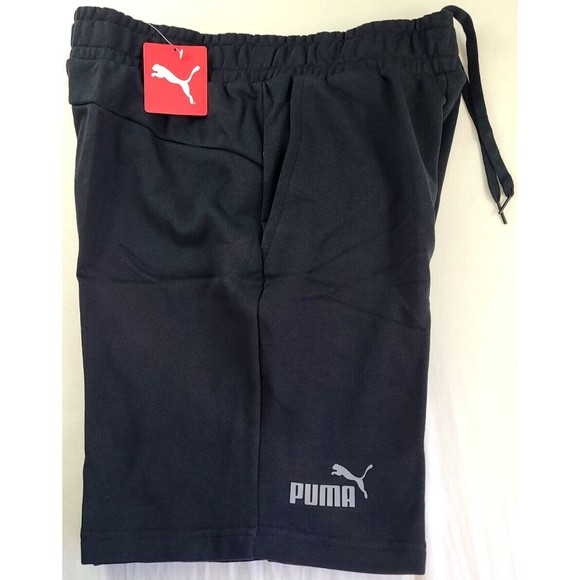 PUMA Essential Men's Sweat Bermuda Shorts Medium Black Regular Fit Cotton Terry - Picture 4 of 10